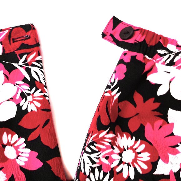 Vintage Long Pencil Skirt MEDIUM Red-Pink Floral Print summer skirts - Picture 3 of 5